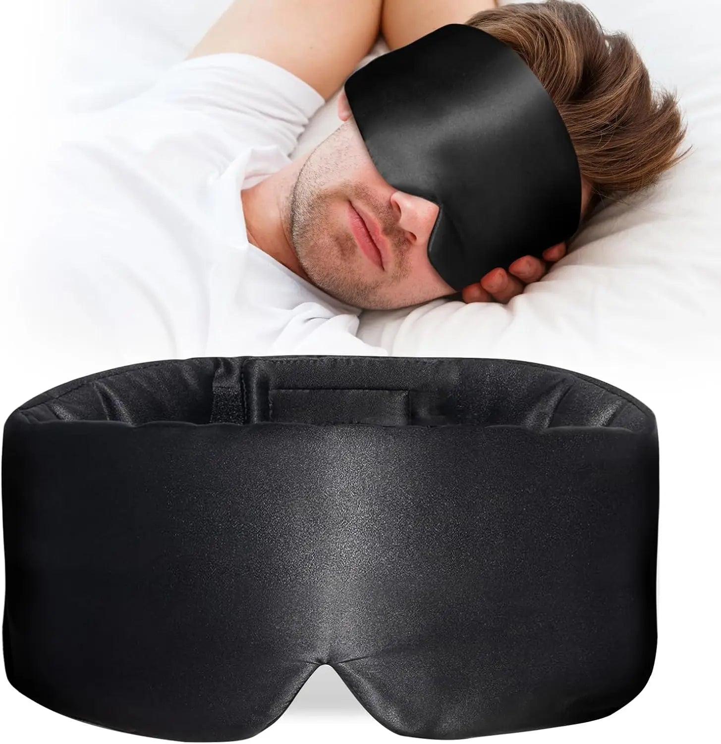 Silk Sleep Mask, Large Eye Cover for Sleeping, Comfortable and Pressure-Free Sleeping Masks for Women Men, Completely Blackout