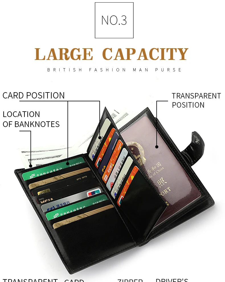 Stylish Travel Passport Bag Multi-Card Card Holder Portable Multi-Function Men's Wallet