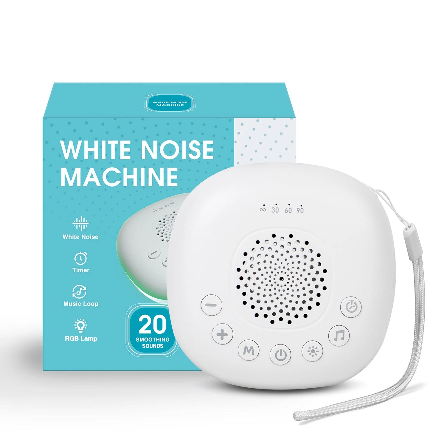 White Noise Sound Machine with 20 Soothing Sounds Sleep Aid for Babies Kids Adults  Rechargeable Night Light Newborn Gifts