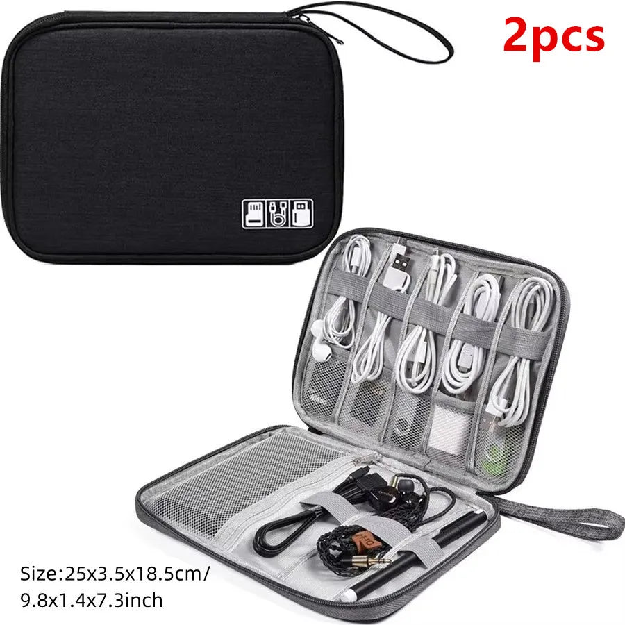 Portable Digital Storage Bag USB Gadget Waterproof Cable Organizer Pouch Electronics Devices Accessories Pack Supplies