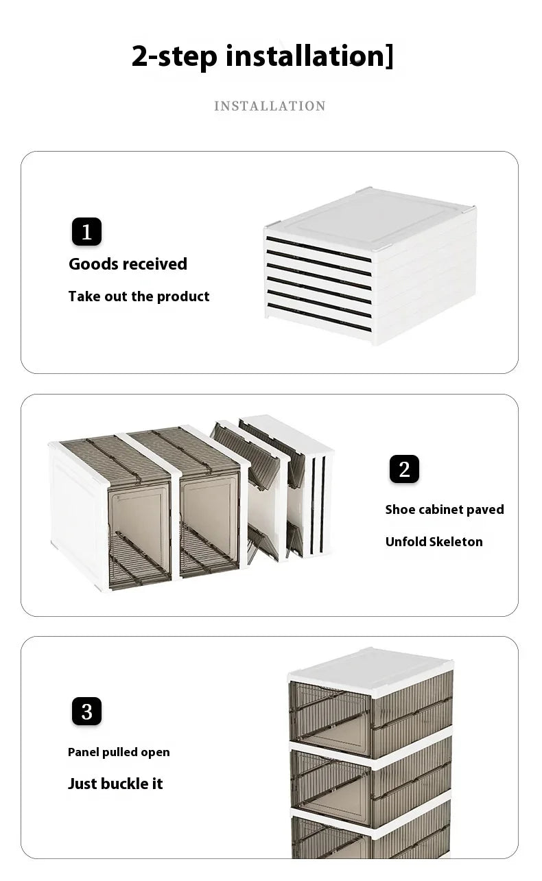 Dustproof 1/3/6 Layers Foldable Shoes Box Stackable Transparent Thickened Plastic Bins Sneaker Shoe Organizer Cabinet Organizers