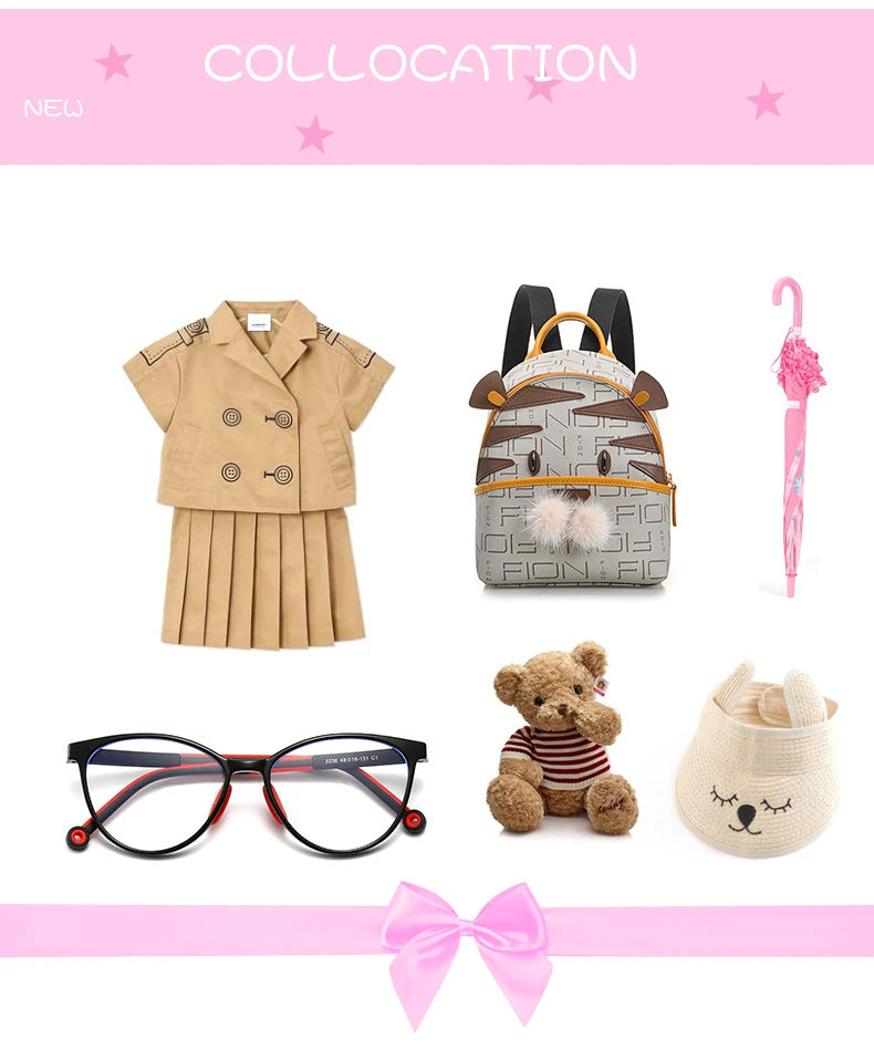 Blue Light Blocking Glasses for Kids Computer Glasses TR90 Frame Clear Lens Girl Boy Video Gaming Children Safety Eyewear