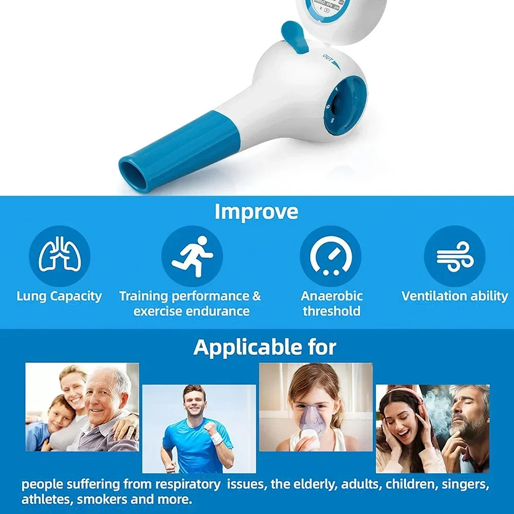 Breathing Trainer with Electric Manometer for Lung Expander Respiratory Muscle Trainer Therapy Inspiratory Expiratory