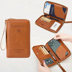 Travel Wallet Passport Holder Ticket Holder, Credit Card Case, Multi-functional Zippered Wallet with Wrist Strap