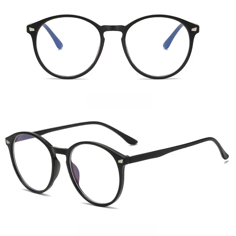 Blue Light Blocking Glasses, Vintage Round Full Frame with Metal Rivet Details, Lightweight Anti-Radiation for Daily Screen Time