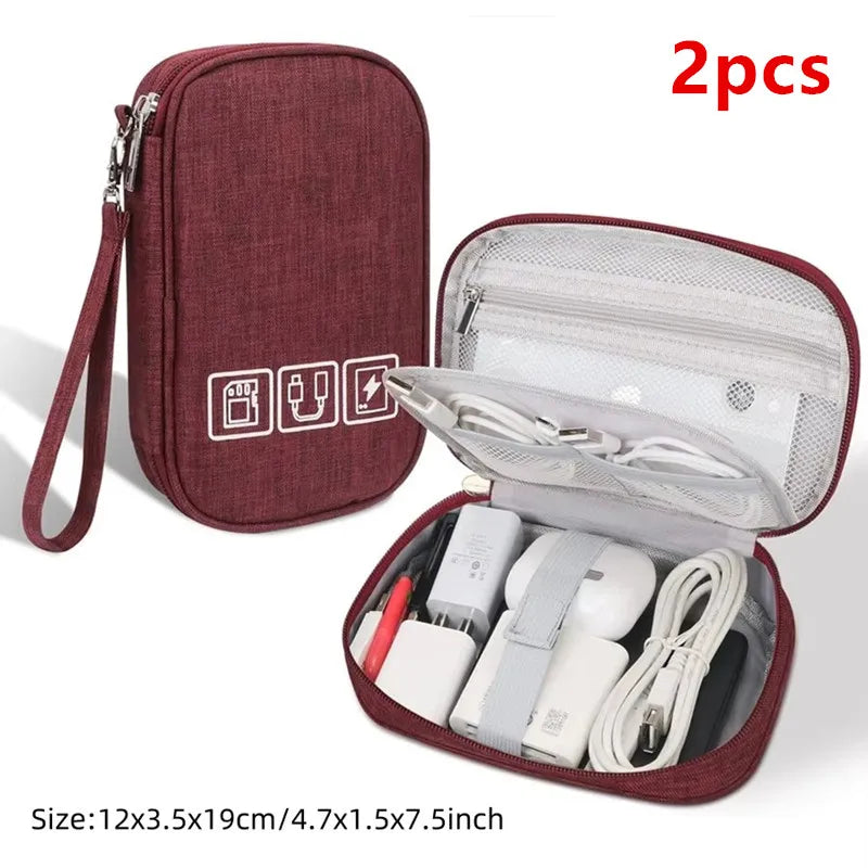 Portable Digital Storage Bag USB Gadget Waterproof Cable Organizer Pouch Electronics Devices Accessories Pack Supplies