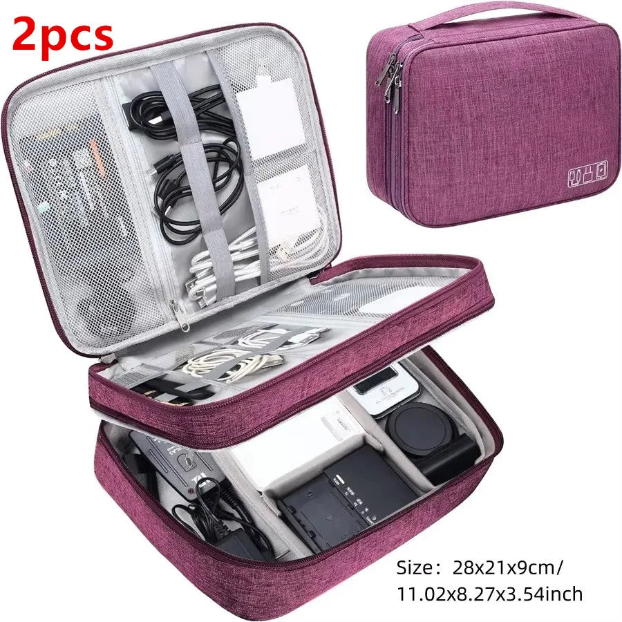 Portable Digital Storage Bag USB Gadget Waterproof Cable Organizer Pouch Electronics Devices Accessories Pack Supplies