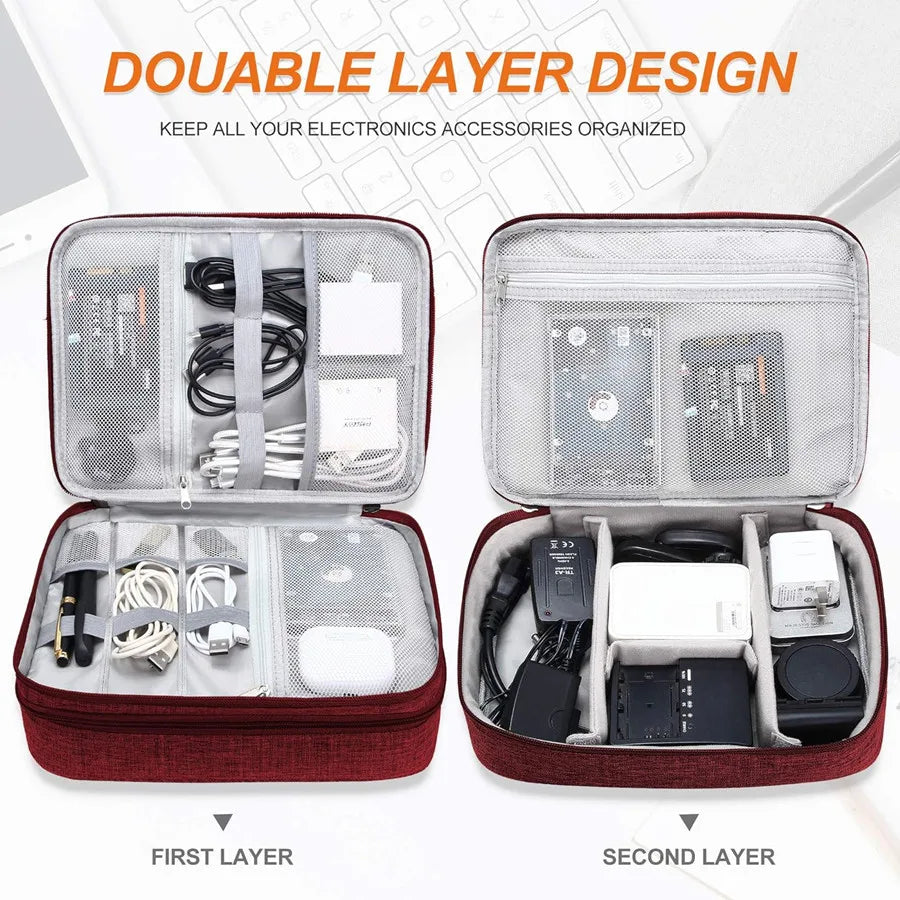 Portable Digital Storage Bag USB Gadget Waterproof Cable Organizer Pouch Electronics Devices Accessories Pack Supplies