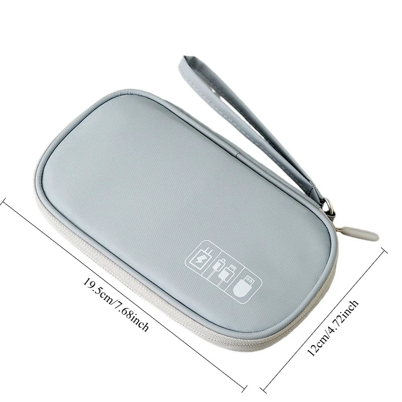 Portable Travel Accessories Organizer Pouch for Power Bank Phone Anti Shock Earbuds Case Handheld Small Electronics Storage Bag