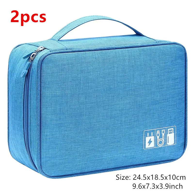 Portable Digital Storage Bag USB Gadget Waterproof Cable Organizer Pouch Electronics Devices Accessories Pack Supplies