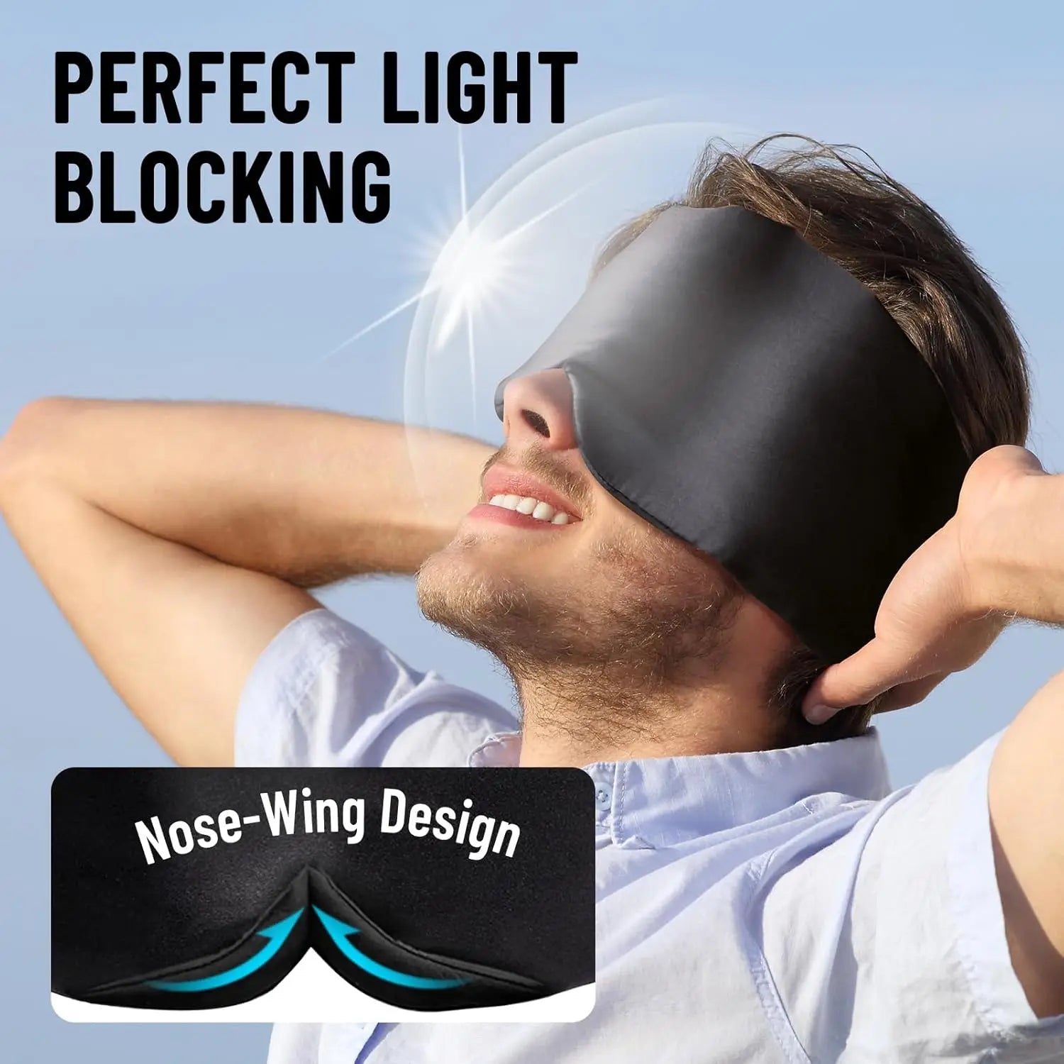 Silk Sleep Mask, Large Eye Cover for Sleeping, Comfortable and Pressure-Free Sleeping Masks for Women Men, Completely Blackout
