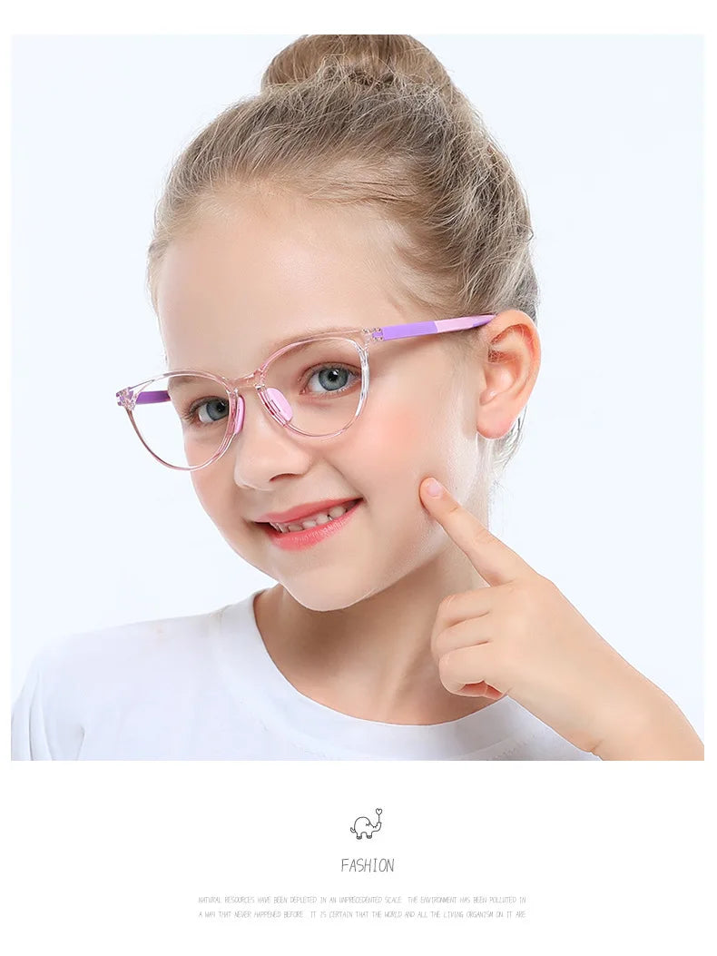 Blue Light Blocking Glasses for Kids Computer Glasses TR90 Frame Clear Lens Girl Boy Video Gaming Children Safety Eyewear