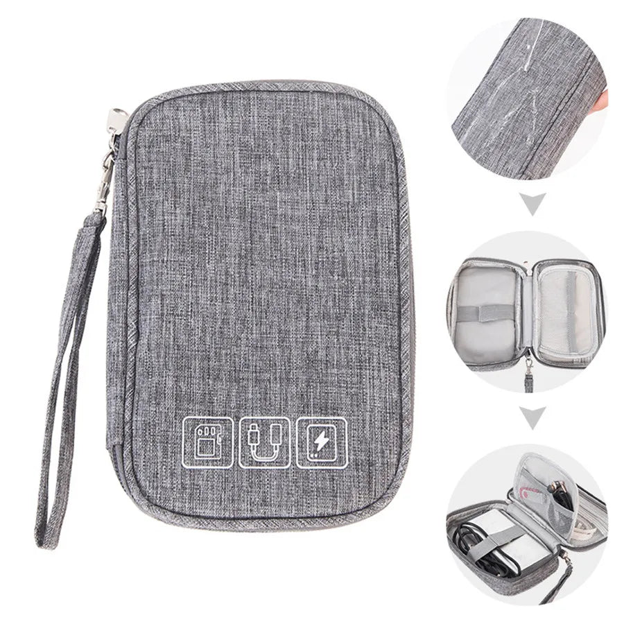 Portable Digital Storage Bag USB Gadget Waterproof Cable Organizer Pouch Electronics Devices Accessories Pack Supplies