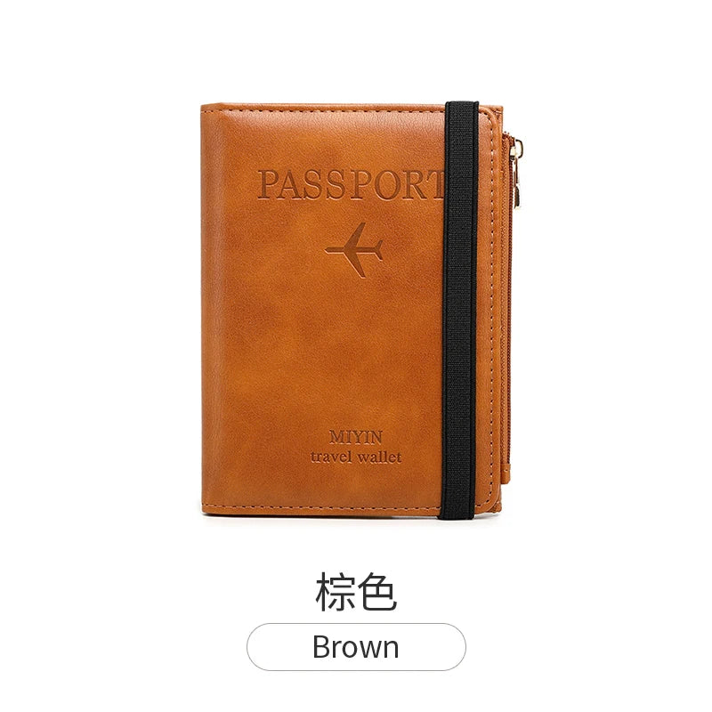 Women Men RFID Vintage Business Passport Covers Holder Multi-Function ID Bank Card PU Leather Wallet Case Travel Accessories