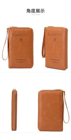 Travel Wallet Passport Holder Ticket Holder, Credit Card Case, Multi-functional Zippered Wallet with Wrist Strap