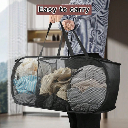 1pc Home Bathroom Mesh Storage Basket Shower Laundry Clothing Dirty Clothes Bag Foldable Portable Business Traval Basket