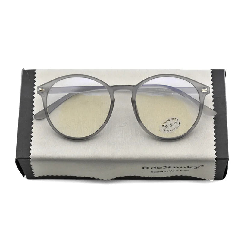 Blue Light Blocking Glasses, Vintage Round Full Frame with Metal Rivet Details, Lightweight Anti-Radiation for Daily Screen Time