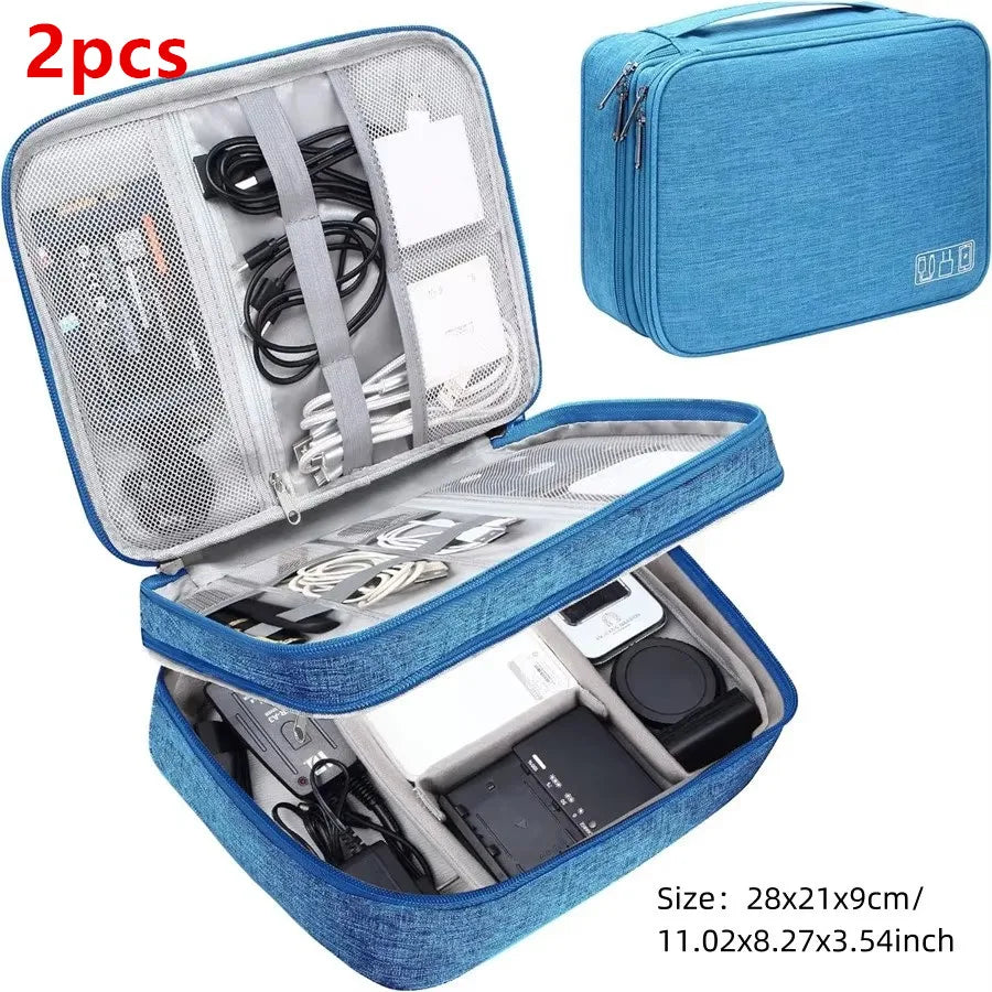 Portable Digital Storage Bag USB Gadget Waterproof Cable Organizer Pouch Electronics Devices Accessories Pack Supplies