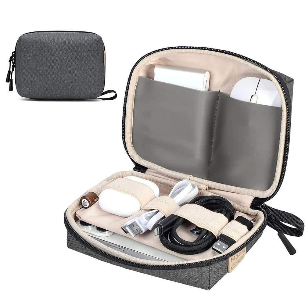 Travel Electronics Organizer Bag, Waterproof Tech Pouch for Power Bank, USB Drive, Hard Drive, Cords, Fit for School, Business