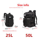 25L/50L Sturdy Nylon Waterproof Tactical Sports Trekking Fishing Hunting Camping Hiking Bag Backpack Outdoor Rucksacks