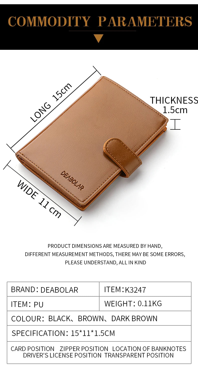 Stylish Travel Passport Bag Multi-Card Card Holder Portable Multi-Function Men's Wallet