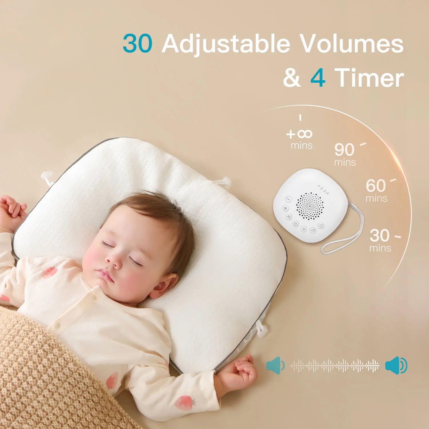 White Noise Sound Machine with 20 Soothing Sounds Sleep Aid for Babies Kids Adults  Rechargeable Night Light Newborn Gifts