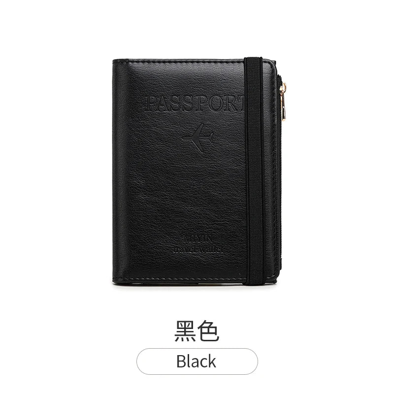 Women Men RFID Vintage Business Passport Covers Holder Multi-Function ID Bank Card PU Leather Wallet Case Travel Accessories