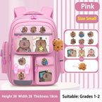 Capybara School Bag Waterproof Backpack Large Capacity Alleviate Burden Protecting Spine Widen Straps Backpack for Students Gift