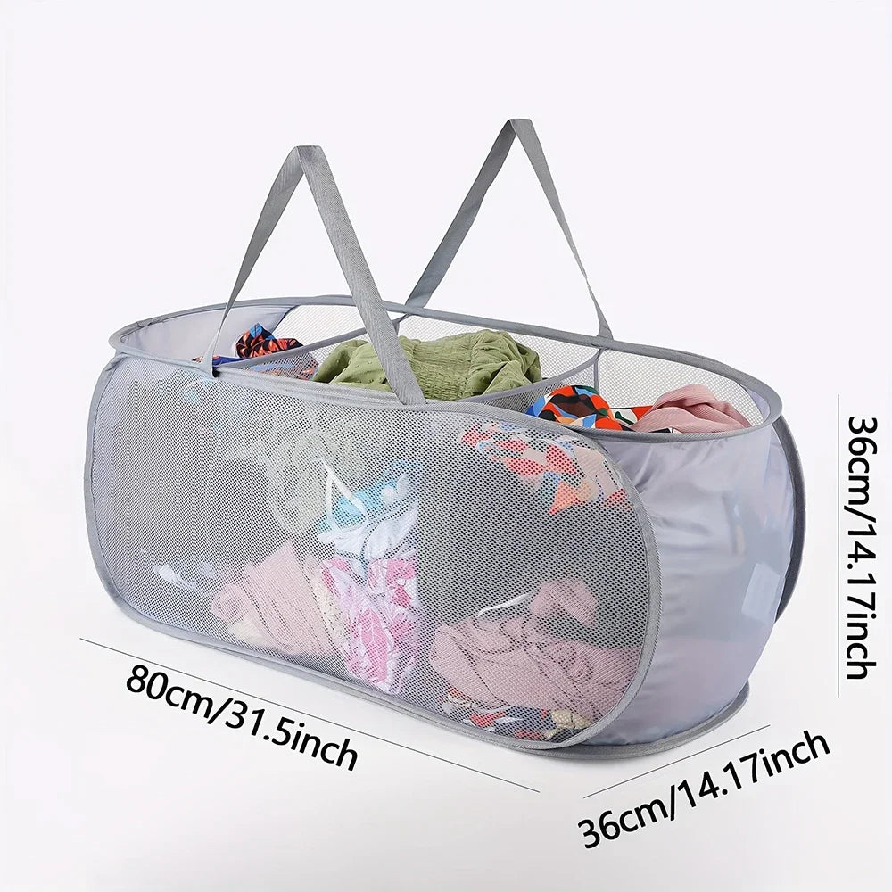 1pc Home Bathroom Mesh Storage Basket Shower Laundry Clothing Dirty Clothes Bag Foldable Portable Business Traval Basket