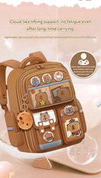 Capybara School Bag Waterproof Backpack Large Capacity Alleviate Burden Protecting Spine Widen Straps Backpack for Students Gift