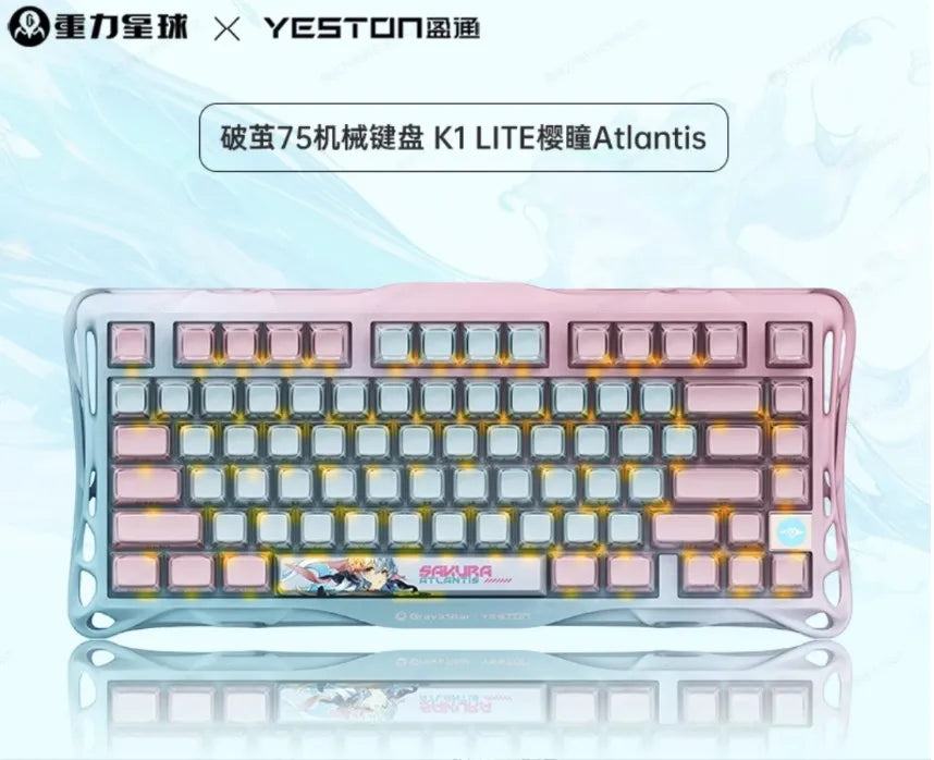 Gravastar K1 Mechanical Keyboard Bluetooth Wireless Aluminium Alloy Tri-Mode RGB Light E-sports Gaming Keyboard PC Accessories