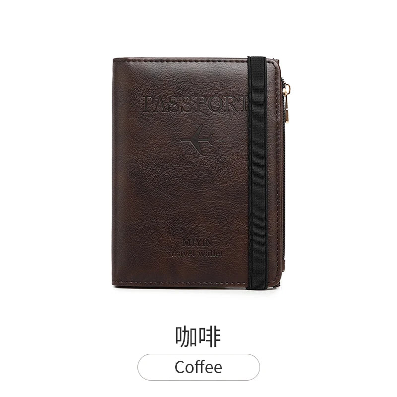 Women Men RFID Vintage Business Passport Covers Holder Multi-Function ID Bank Card PU Leather Wallet Case Travel Accessories