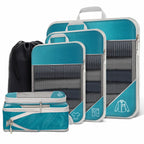 6PCS Travel Compressed Packing Cubes Storage Organizer Set With Shoe Bag Mesh Visual Luggage Portable Lightweight Suitcase Bag