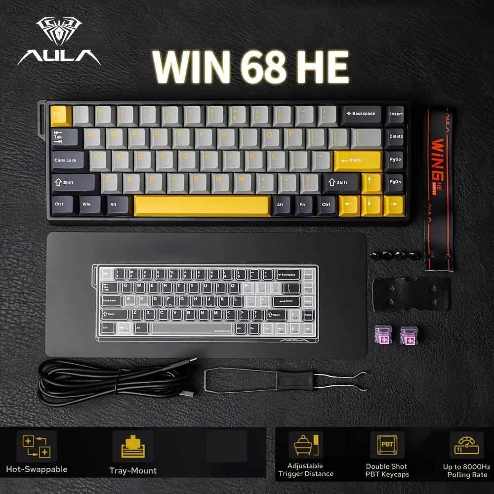AULA WIN60 WIN68 HE Magnetic Keyboards Esports Rapid Trigger 8K Return RGB Hotswap Wired Gaming Mechanical Keyboard for Pc Gamer