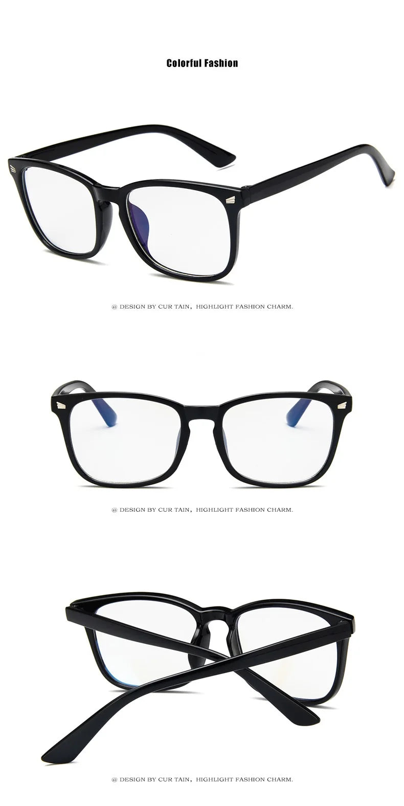 Blue Light Blocking Glasses Fashion Square Fake Eyelasses Anti Uv Ray Computer Gaming For Women And Men