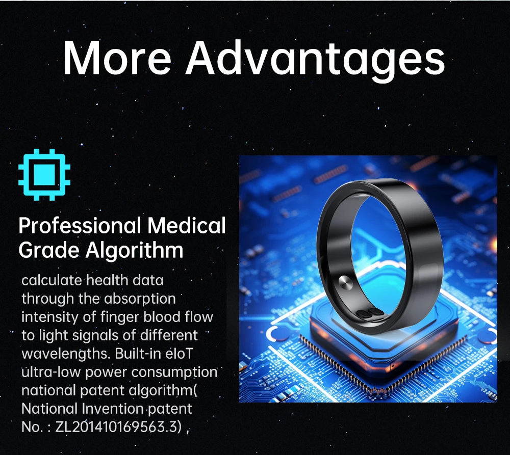 Qino K21 Smart Ring New Health Monitor with Smart Touch Multi-Sport Mode 5ATM Waterproof Skin Temperature Measurement  Charg